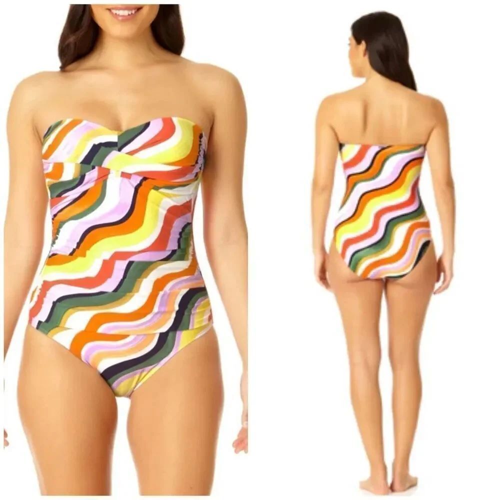 Anne Cole size 16 Twist Front Shirred One-Piece Swimsuit